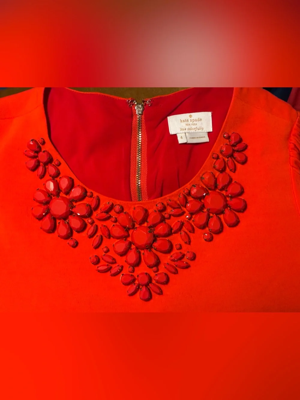 kate spade Bright orange Embellished Neck Tunic
